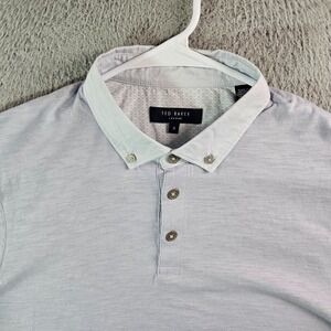 Ted Baker Polo Shirt Men Size 4 Short Sleeve Stretch Light Purple
